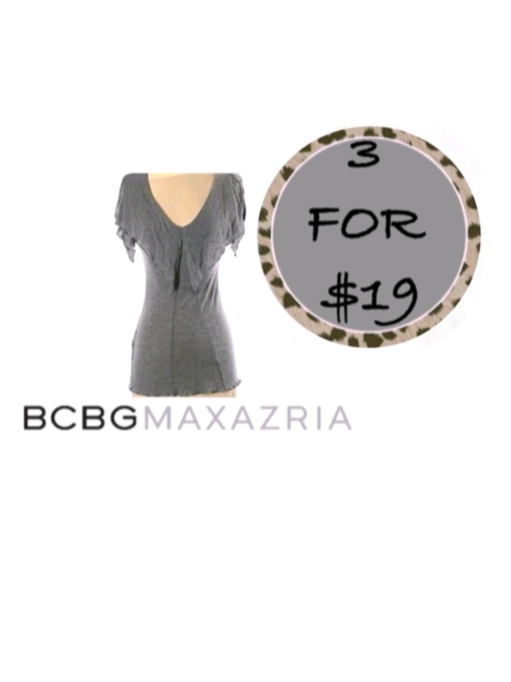 3/$19 BCBGMaxAzria Heather Gray Ruffle Flutter Top